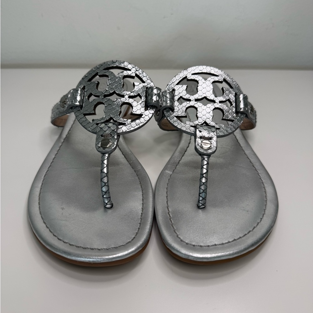 Tory Burch Metallic Glossy Snake Print Sandal